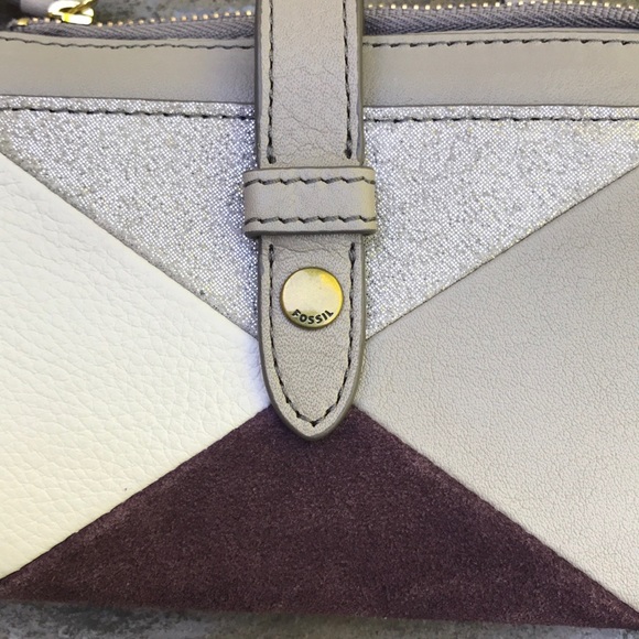Fossil Wallet silver/white/grey/mauve Leather NWT - Picture 2 of 8